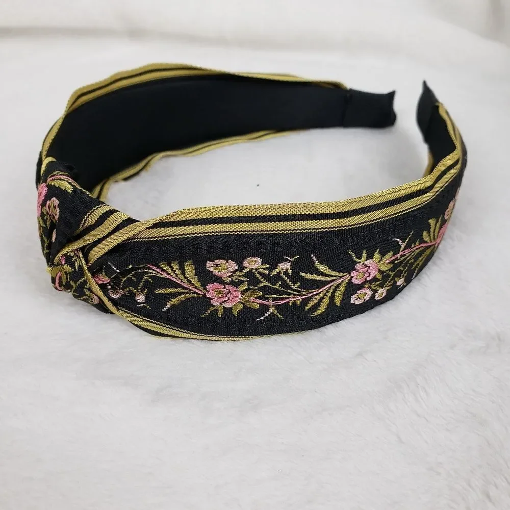 Embroidered Top Knot Headband